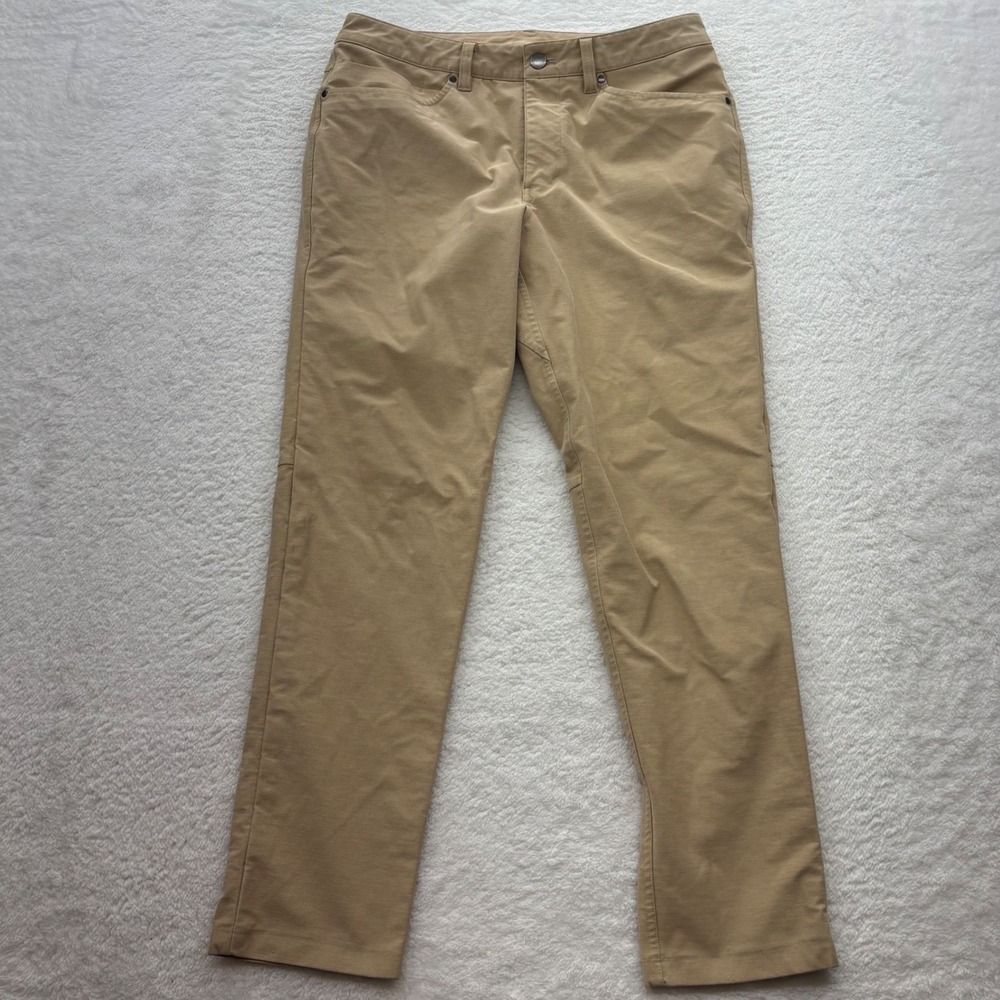 Lululemon ABC Pant Slim Tan Khaki Mens Size 31 Tech Chino Commuter Trousers